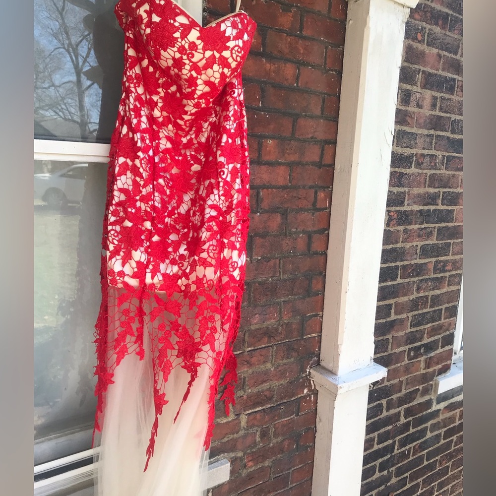 Red and Cream Prom Gown